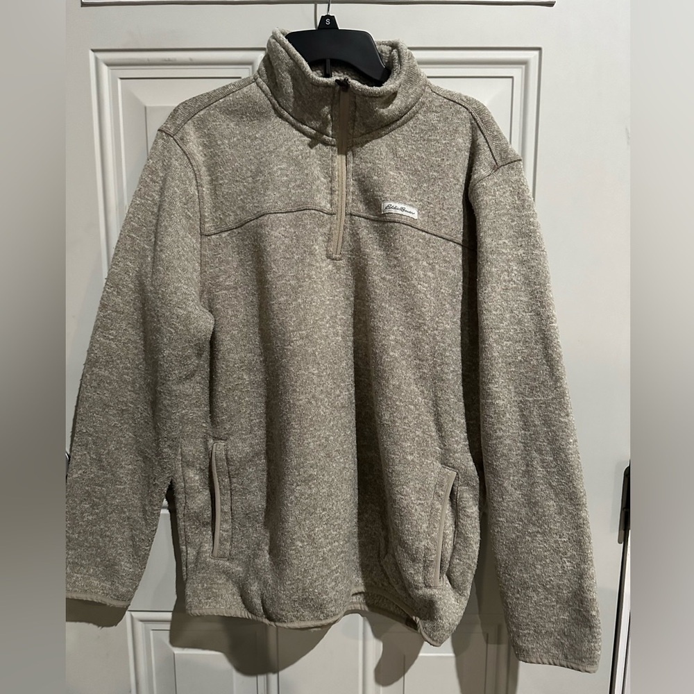 Eddie Bauer Radiator Fleece Pullover Sweater Men's L 1/4 Zip Bronze Outdoor